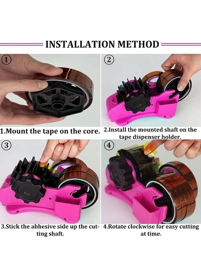 Pink Heat Transfer Tape Dispenser Dual Roll Core Semi Automatic With Separator Slot - Image 5
