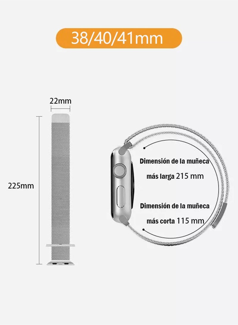Magnetic Stainless Steel Strap Compatible with Apple Watch 41mm/40mm/38mm – Adjustable Waterproof Replacement Band – 2-Pack - Image 2