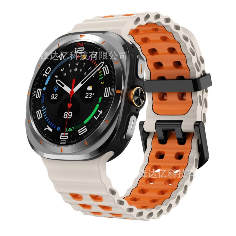 سوار ساعة ذكية باللون أسود قابل للتعديل رياضي من السيليكون متوافق مع Samsung Galaxy Watch Ultra بملاءمة قابلة للتعديل وحزام ناعم للاستبدال اليومي - Image 2
