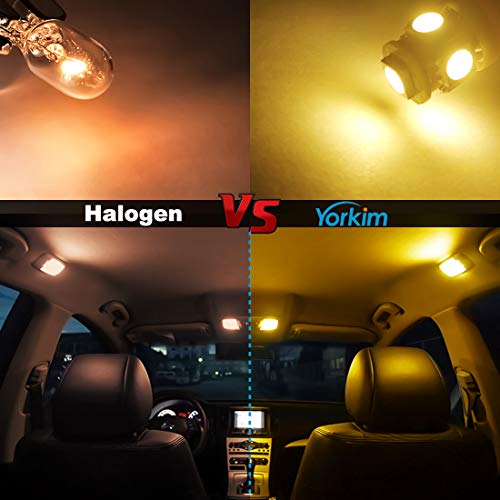 Yorkim 194 LED Bulbs Amber Super Bright 5th Generation, T10 168 LED Bulb, W5W Bulbs for Car Interior Dome Map Door Courtesy License Plate Lights W5W 2825, Pack of 10 - Image 3