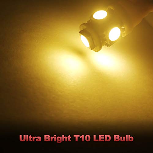 Yorkim 194 LED Bulbs Amber Super Bright 5th Generation, T10 168 LED Bulb, W5W Bulbs for Car Interior Dome Map Door Courtesy License Plate Lights W5W 2825, Pack of 10 - Image 2