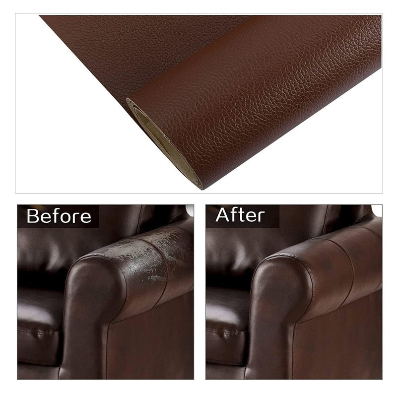 Hidak Hidak Brown Self-Adhesive Genuine Leather Repair Patch x 60cm Durable Leather Sheet for Sofa,Couch,Furniture,Car Seats and Jackets-Waterproof DIY Upholstery Repair (1)  - Image 3