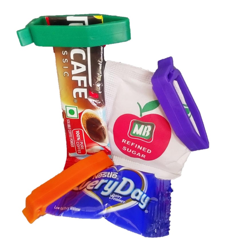 KITSEN 45 Pcs Multipurpose Mini Seal Clips for Small Food Bags, Small Snack Packets, All types of Sachets to Keep Bag Content Fresh and Intact. Packed in a Reusable Plastic Box (Multi Color) - Image 4