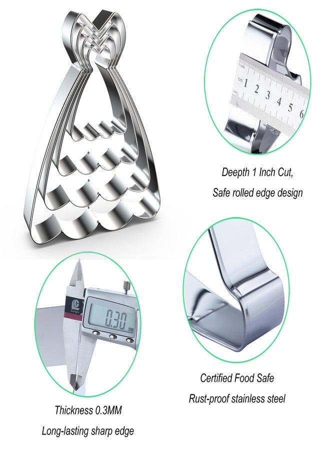 QAAQS Dress Cookie Cutter Set - 5", 4", 3", 2" - 4 Piece - Stainless Steel - Image 3