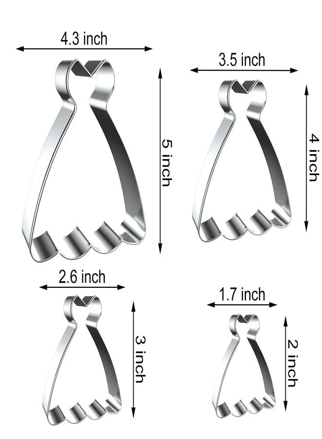 QAAQS Dress Cookie Cutter Set - 5", 4", 3", 2" - 4 Piece - Stainless Steel - Image 2