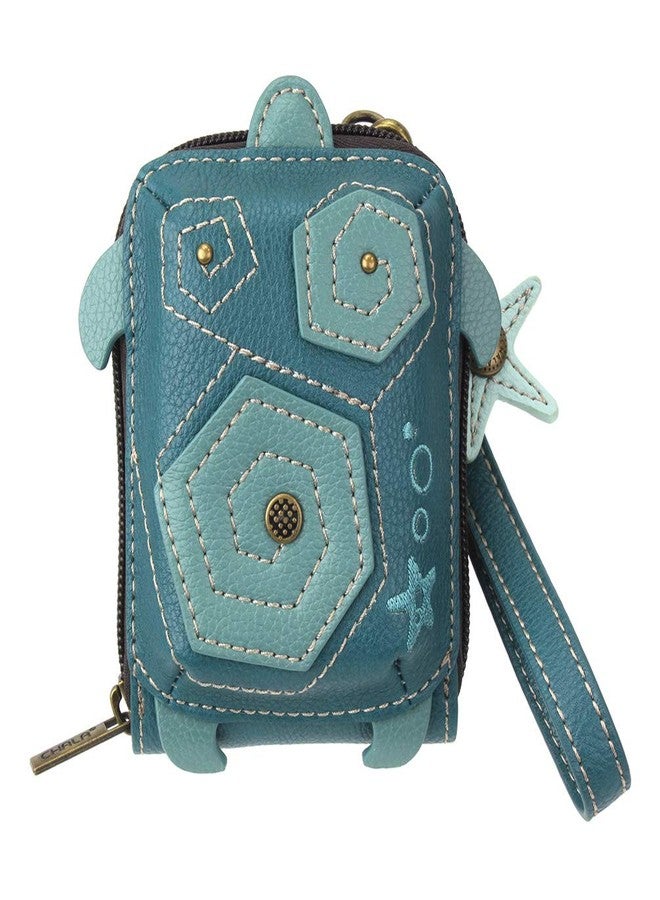 CHALA RFID Cute-C Credit Card Holder Wallet Wristlet - Women Faux Leather Cute-C with Strap - Turtle - Image 1