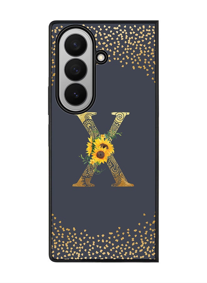 Stylizedd For Samsung Galaxy Z Fold7 Case,Slim fit Camera Protection, Shockproof Thin Phone cover  - Custom Floral Monogram - X  (Grey )
