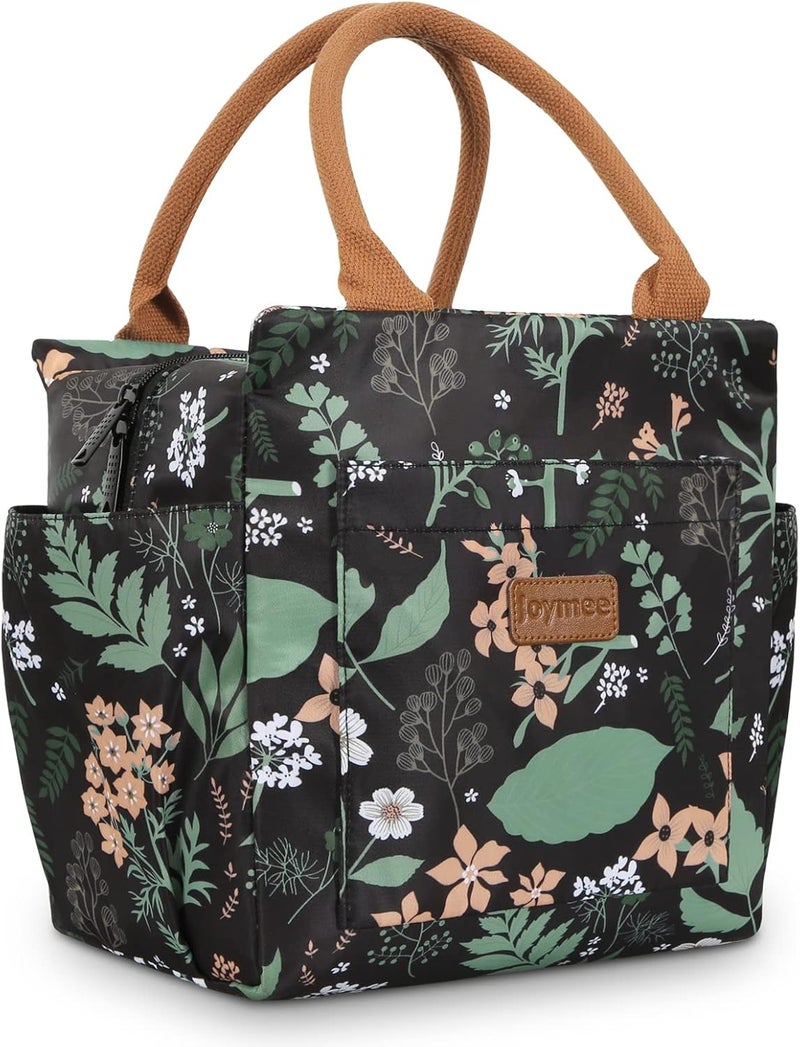 Joymee Lunch Bag - Green Leaf, Women's Insulated Reusable Durable Leakproof Large Spacious Cooler Tote for Office, Picnic, Camping - Image 1