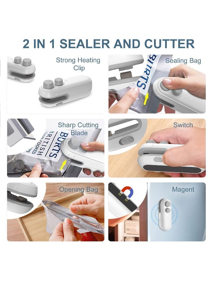 MOMENT Mini Bag Sealer, Heat Bag Sealer With Cutter For Chips Snacks, Type C Rechargeable Handheld Bag Resealer Portable Plastic Sealer Heat Seal Vacuum Automatic Sealing Machine - Image 3