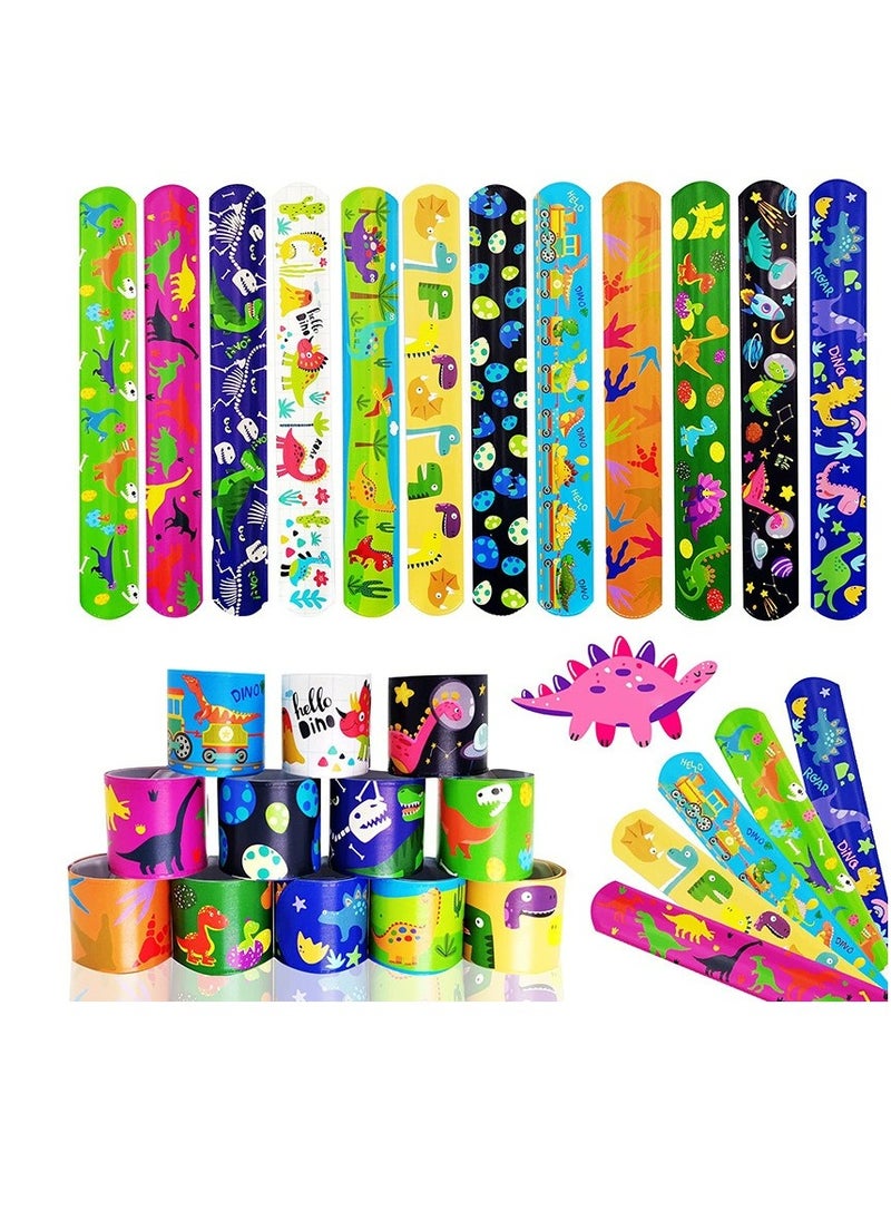 10 Pcs Slap Bracelet for Kids Party Bag Fillers, Dinosaur Wristbands Fun Boys and Girls Snap Bands Bulk Vinyl Rolls(random style)  - Image 2