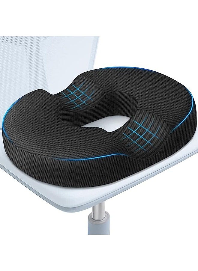 Arabest - Donut Pillow Seat Cushion,Donut Chair Cushions for Postpartum Pregnancy & Hemorrhoids,Tailbone Pain Relief Cushion,Memory Foam Seat Cushions for Office&Home Chairs (Black) - Image 1