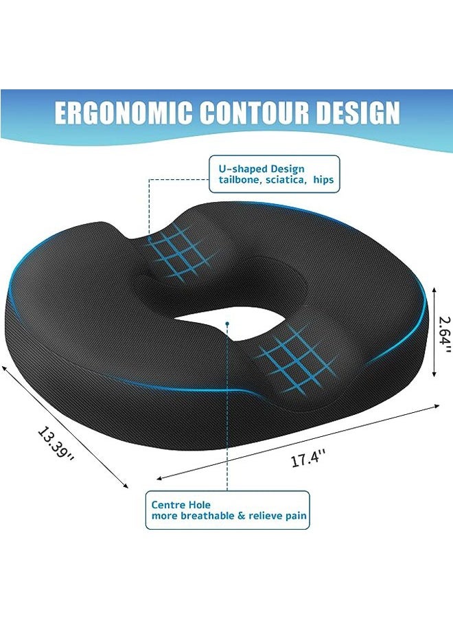 Arabest - Donut Pillow Seat Cushion,Donut Chair Cushions for Postpartum Pregnancy & Hemorrhoids,Tailbone Pain Relief Cushion,Memory Foam Seat Cushions for Office&Home Chairs (Black) - Image 1