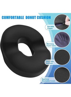 Arabest Donut Pillow Seat Cushion,Donut Chair Cushions for Postpartum Pregnancy & Hemorrhoids,Tailbone Pain Relief Cushion,Memory Foam Seat Cushions for Office&Home Chairs (Black)  - Image 3