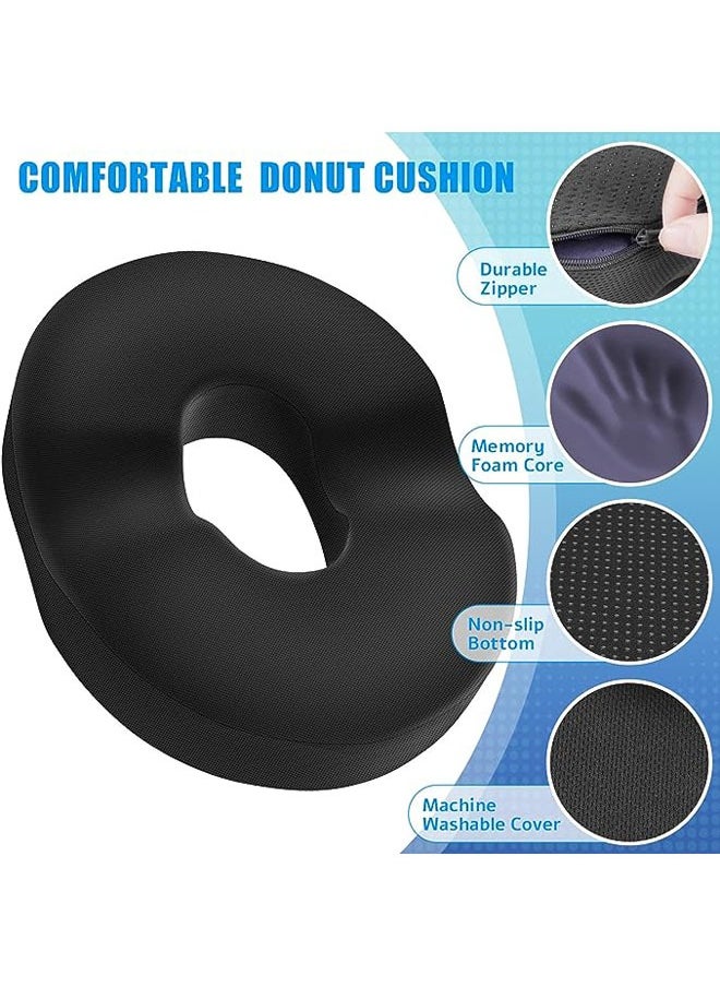 Arabest - Donut Pillow Seat Cushion,Donut Chair Cushions for Postpartum Pregnancy & Hemorrhoids,Tailbone Pain Relief Cushion,Memory Foam Seat Cushions for Office&Home Chairs (Black) - Image 1