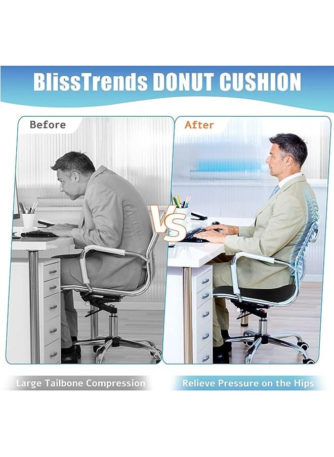 Arabest - Donut Pillow Seat Cushion,Donut Chair Cushions for Postpartum Pregnancy & Hemorrhoids,Tailbone Pain Relief Cushion,Memory Foam Seat Cushions for Office&Home Chairs (Black) - Image 1