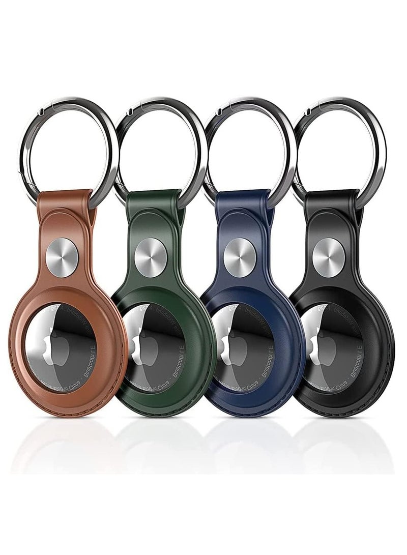 Excefore Airtag Case with Key Ring, 4 Pack Full-Body Shockproof AirTags Holder with Keychain, Waterproof Anti-Scratch Rugged Protective Cover for Apple Air Tag for Pet Collars, Wallet, Keys - Image 1