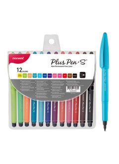Monami Plus Pen S Felt Tip Pens, Fine Point (0.4Mm) Drawing/Writing/Calligraphy/Doodling, Assorted Colors, 12-Pack  - Image 1