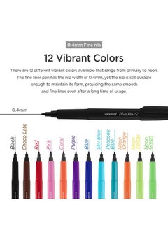 Monami Plus Pen S Felt Tip Pens, Fine Point (0.4Mm) Drawing/Writing/Calligraphy/Doodling, Assorted Colors, 12-Pack  - Image 3