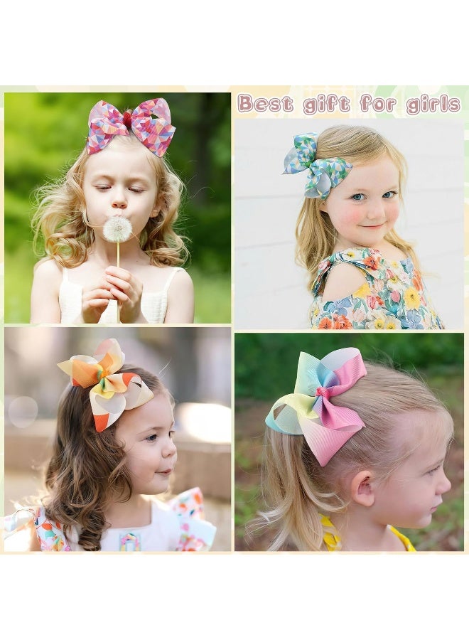 CellElection 20 Colors 6 Inch Large Big Hair Bows Alligator Hair Clips Grosgrain Ribbon Rainbow Hair Bow Unicorn Hair Clips for Girls Toddlers Kids Children - Image 3