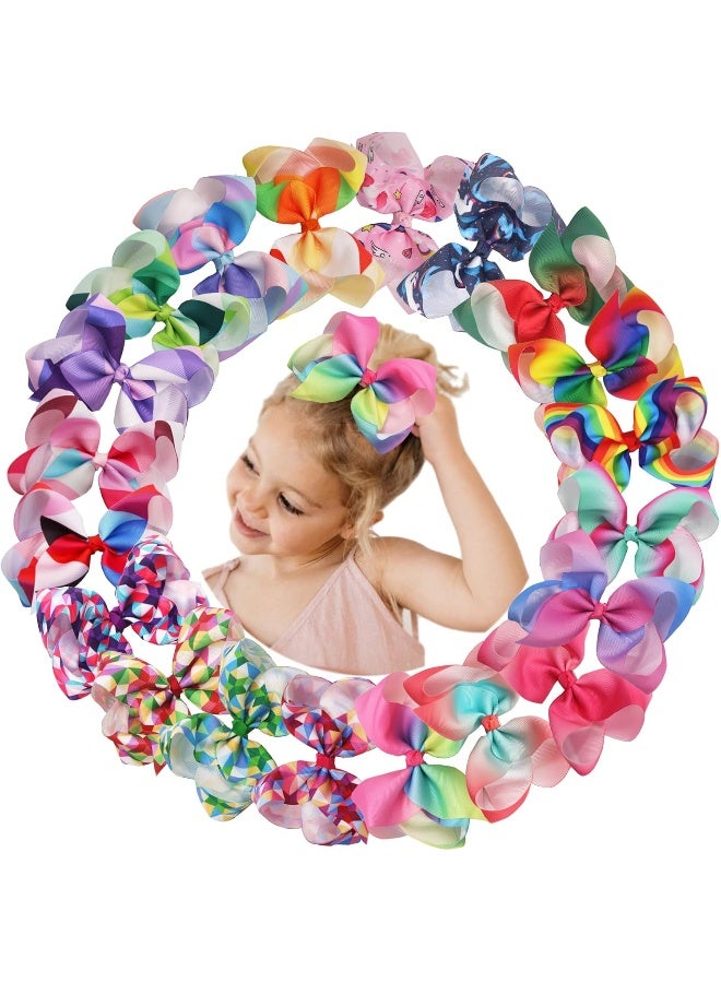 CellElection 20 Colors 6 Inch Large Big Hair Bows Alligator Hair Clips Grosgrain Ribbon Rainbow Hair Bow Unicorn Hair Clips for Girls Toddlers Kids Children - Image 1
