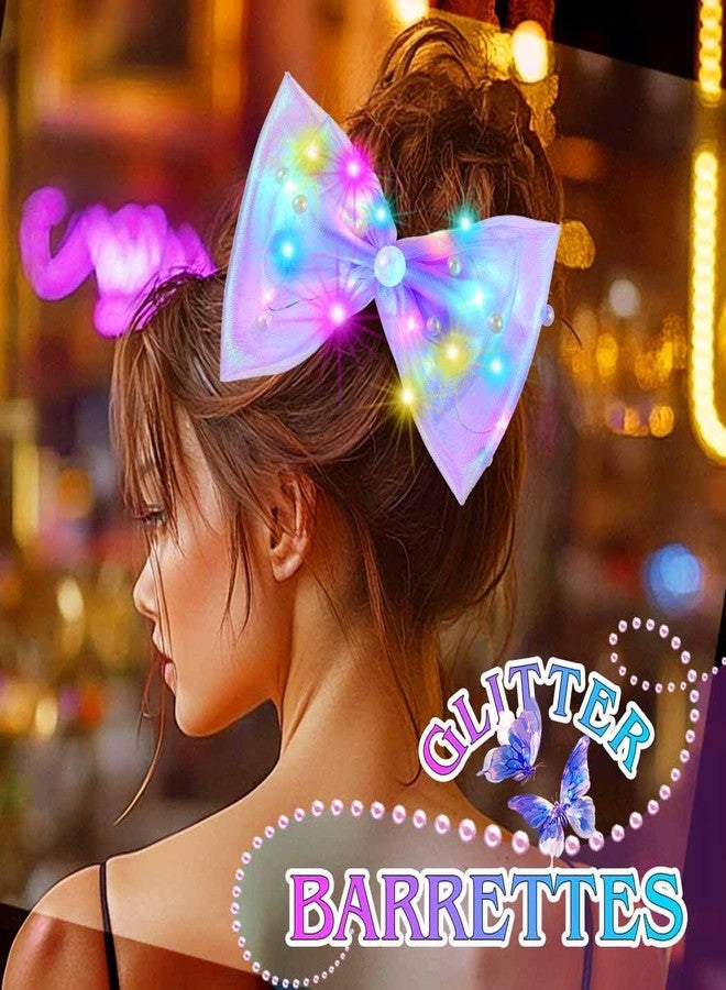 JONKY Light Up Bow Led Birthday Hair Clip Neon Hair Accessories for Women(H-Purple) - Image 4