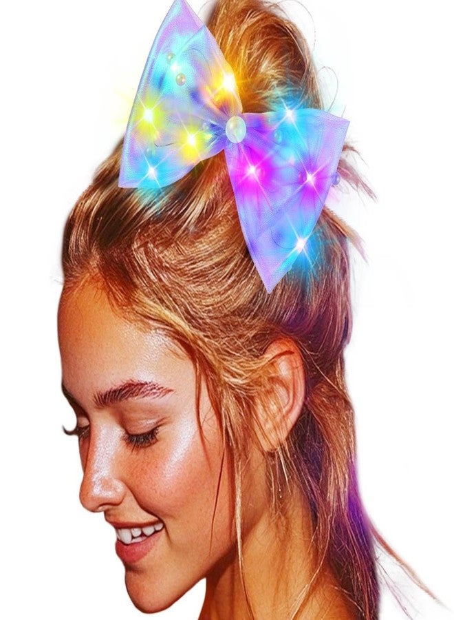 JONKY Light Up Bow Led Birthday Hair Clip Neon Hair Accessories for Women(H-Purple) - Image 1