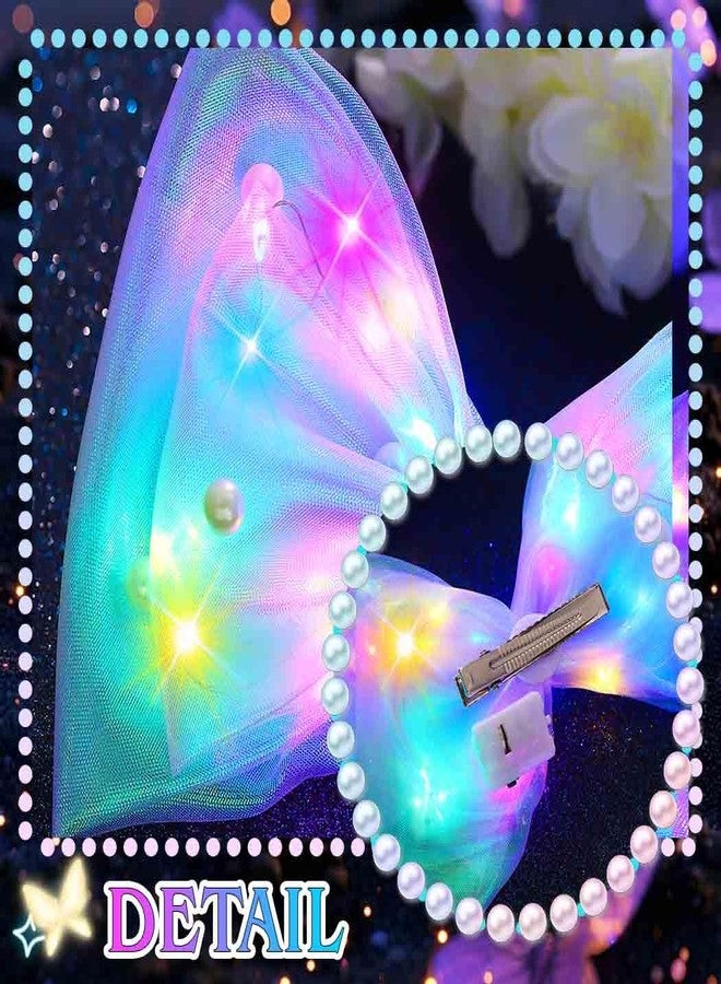 JONKY Light Up Bow Led Birthday Hair Clip Neon Hair Accessories for Women(H-Purple) - Image 5