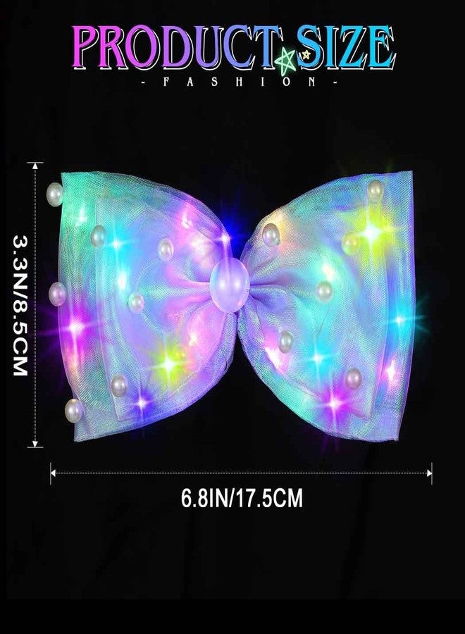 JONKY Light Up Bow Led Birthday Hair Clip Neon Hair Accessories for Women(H-Purple) - Image 3