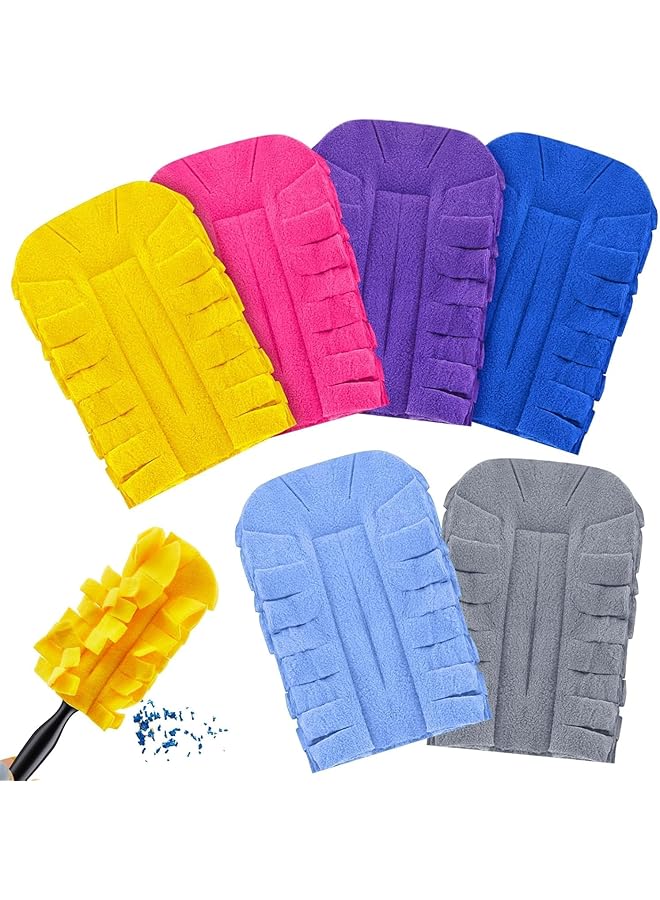 PROMASS 6 Pcs Duster Refill Fleece Refills Hand Dusters Cleaning Reusable Duster Pads Washable Dusters for Cleaning Ceiling Fan Hardwoods Window Kitchen Floor, Rainbow Colors (Bright Color) - Image 1