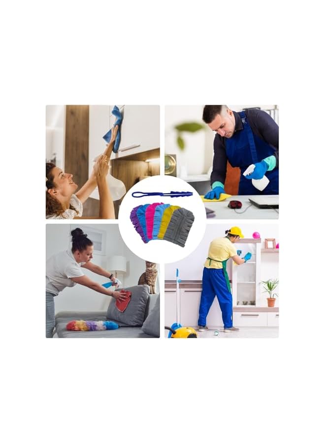 PROMASS 6 Pcs Duster Refill Fleece Refills Hand Dusters Cleaning Reusable Duster Pads Washable Dusters for Cleaning Ceiling Fan Hardwoods Window Kitchen Floor, Rainbow Colors (Bright Color) - Image 3
