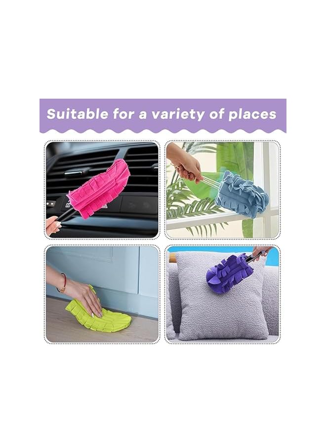 PROMASS 6 Pcs Duster Refill Fleece Refills Hand Dusters Cleaning Reusable Duster Pads Washable Dusters for Cleaning Ceiling Fan Hardwoods Window Kitchen Floor, Rainbow Colors (Bright Color) - Image 4
