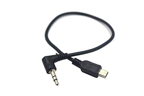 Duttek Right Angled 90 Degree 3-Pole 3.5mm DC Male AUX Audio Jack to Mini USB Male Microphone Adapter Cable-0.3m/Black - Image 2