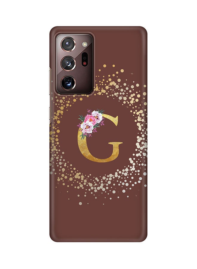 Stylizedd Monogram Slim Cover for Samsung Galaxy Note 20 Ultra Case Custom Initials Letter Floral Pattern Snap Series Mobile Cover Matte Alphabet - G (Brown)