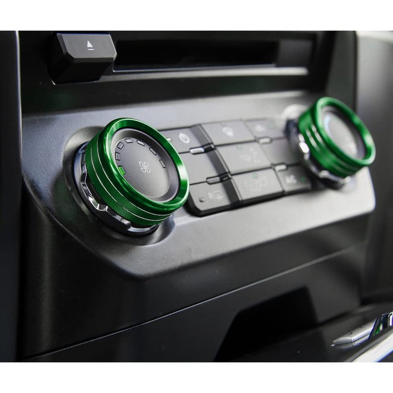 Keptrim for F150 Air Conditioner Switch & Trailer & 4WD & VOL Knob Button Trim for Ford F150 XLT 2016 2017 2018 2019, Green Aluminum, 6pcs (Not for 2021 2022) - Image 3