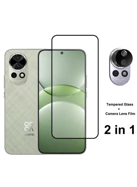 واقي شاشة 2 في 1 من الزجاج المقوى وفيلم عدسة الكاميرا لهاتف Huawei Nova 13، مقاوم للخدش ومضاد لبصمات الأصابع وخالٍ من الفقاعات وفيلم زجاجي مقوى 9H