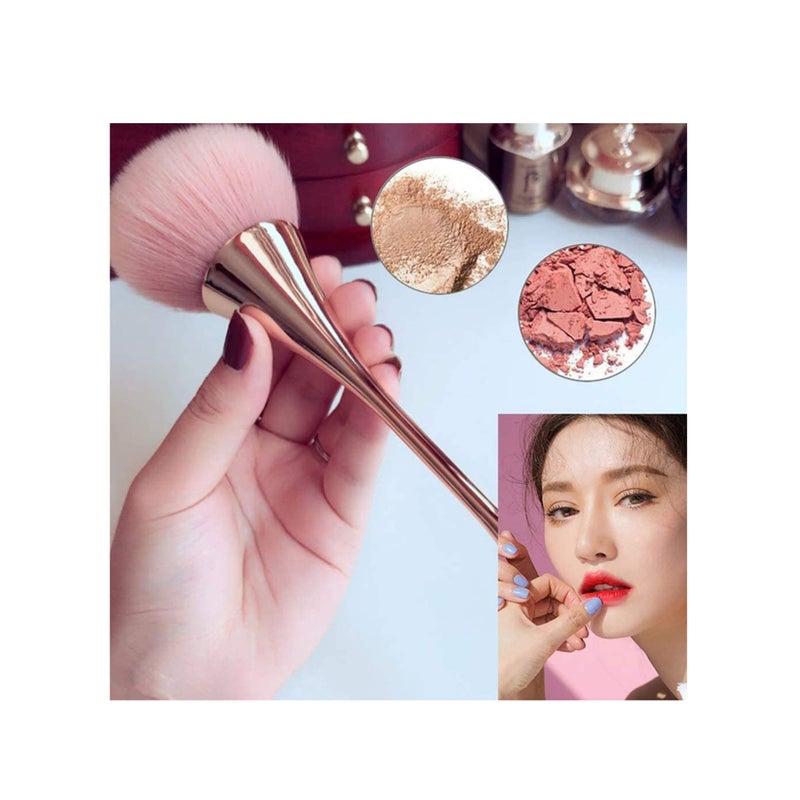 SOLARAE 2 Pcs Large Mineral Powder Brush, Soft Fluffy Foundation Brush, Professional Powder Brush and Blush Brush for Daily Makeup, Rose Gold - Image 2