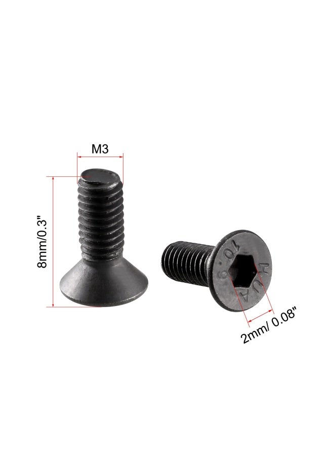 uxcell براغي سداسية رأس غاطس من الصلب الكربوني M3X8Mm 10.9 عبوة من 50 - Image 2