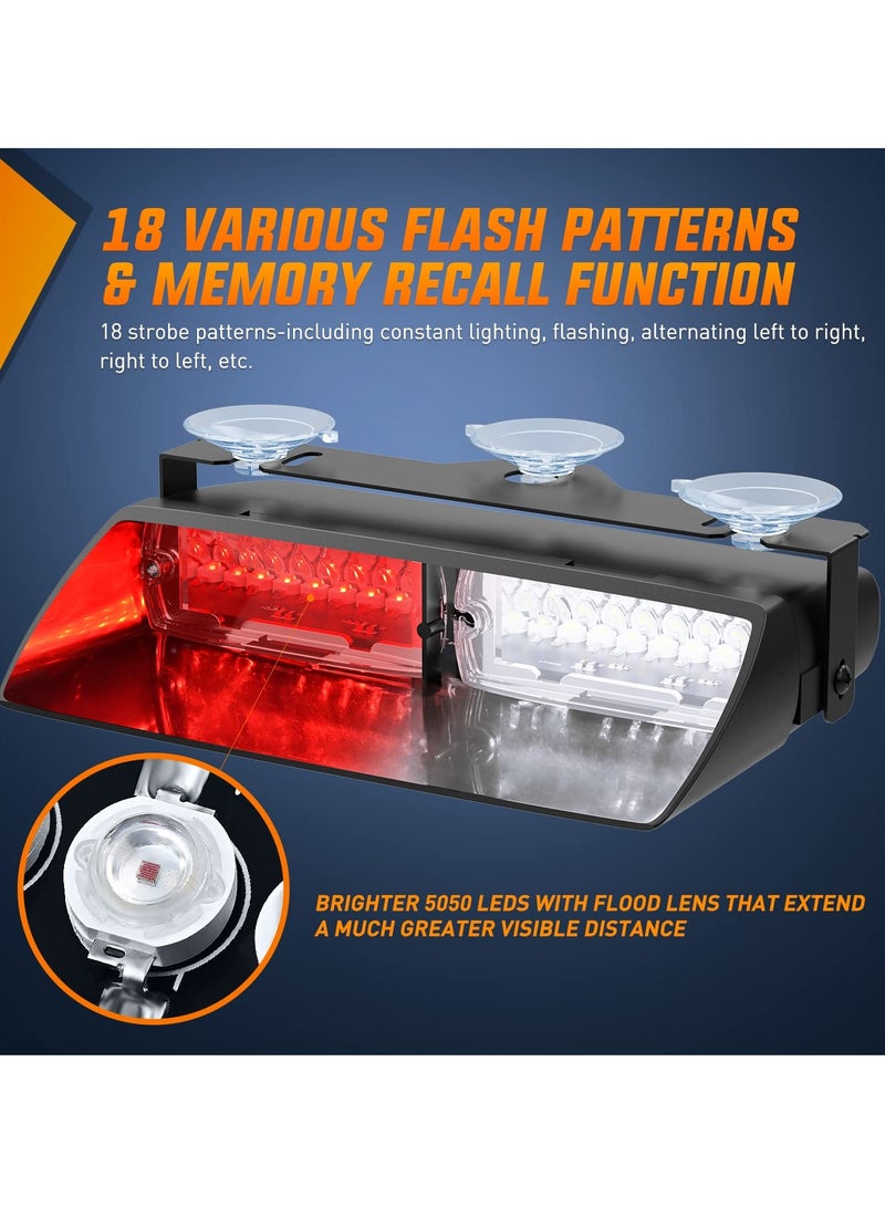 SYOSI Emergency Strobe Lights for Windshield, Hazard Warning Safety Flash Lights with Suction Cups, Super Bright LED, 18 Flash Modes, for Police, Firefighters, Vehicle, Truck Enforcement, Red and White - Image 5