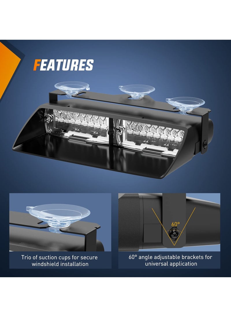 SYOSI Emergency Strobe Lights for Windshield, Hazard Warning Safety Flash Lights with Suction Cups, Super Bright LED, 18 Flash Modes, for Police, Firefighters, Vehicle, Truck Enforcement, Red and White - Image 3