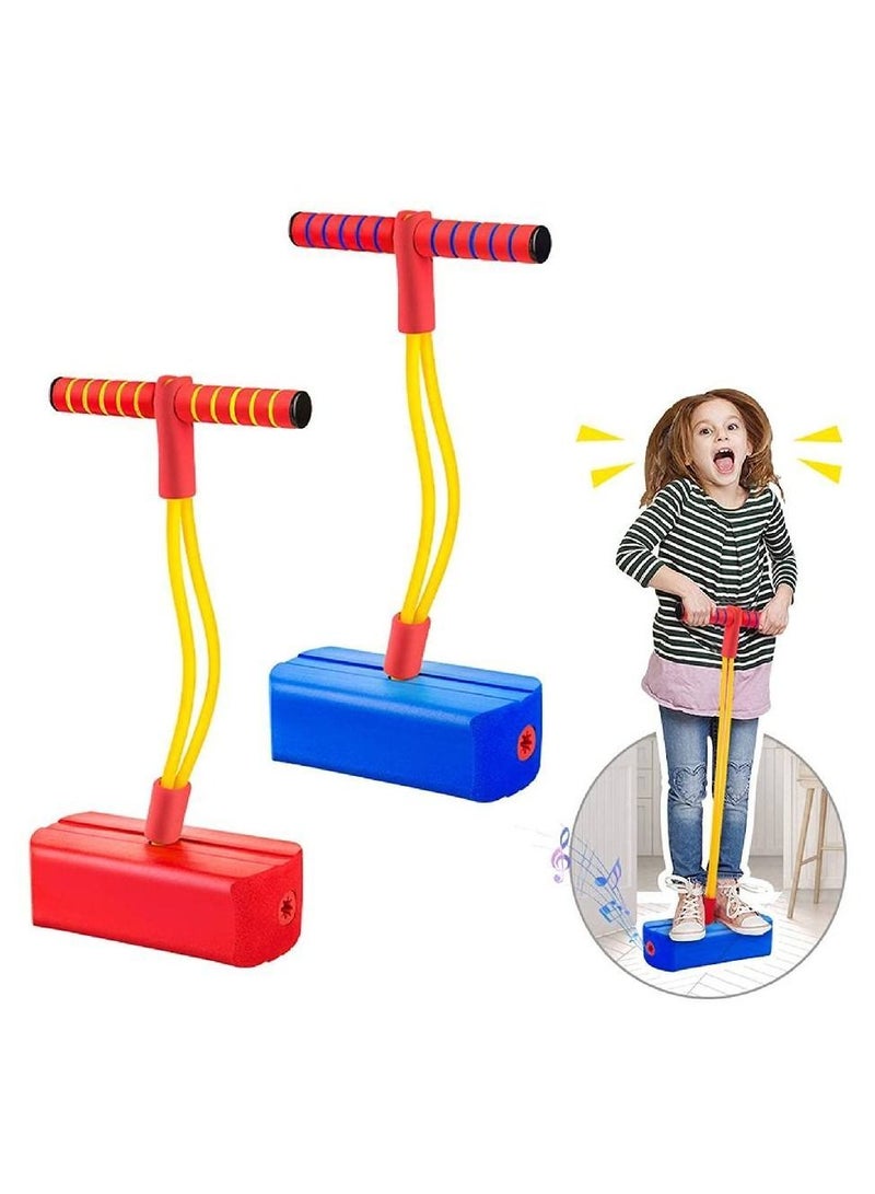 Y&D 2 Pack Fun and Safe Jumping Toys Foam Pogo Jumper Bouncy Toy For Boys Girls Blue & Red - Image 1