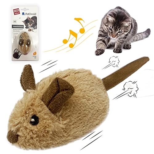 Gigwi Interactive Cat Toy Mouse Moving Automatic Cat Toys Mice Electronic with Furry Tail Automatic Squeaky Cat Toys for Kitten IndoorOutdoor Exercise BrownEar - Image 1