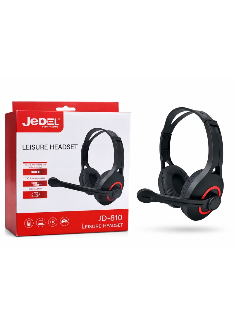 جي ديل سماعات رأس سلكية للكمبيوتر من نوع Jedel JD-810 مزودة بميكروفون (1.7 متر) - Image 2