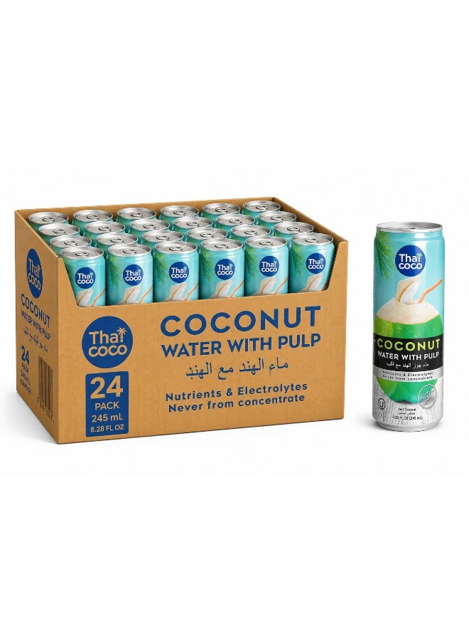 Thai Coco Coconut Water with Pulp 245ml Pack of 24 - Image 1