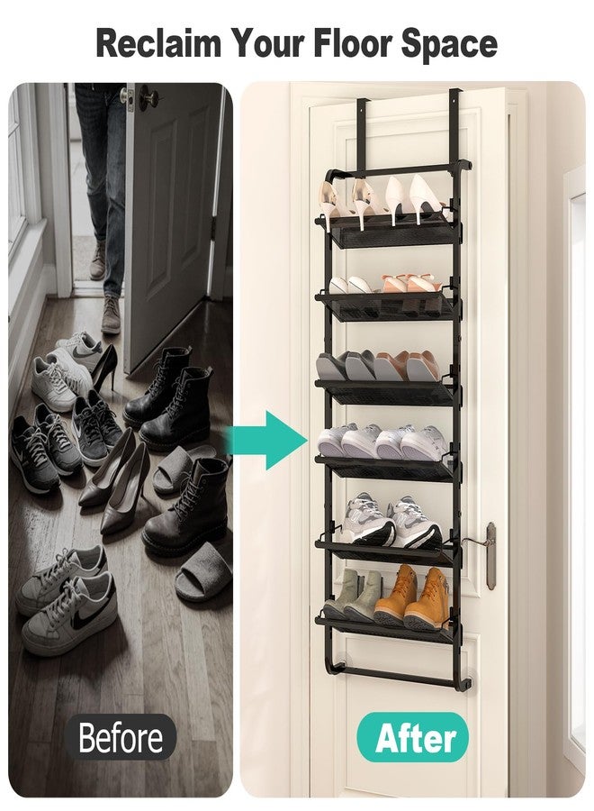 BUKFEN 6 Tier Adjustable Heavy Duty Metal Shoe Rack, Door Hanging and Wall Mount Organizer for Closet, Bedroom, Entryway, Laundry, Apartment, Small Spaces, Space Saving Solution for Busy Homes - Image 4