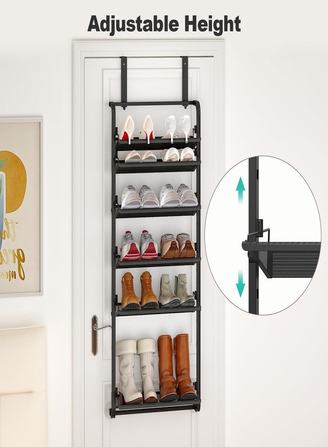 BUKFEN 6 Tier Adjustable Heavy Duty Metal Shoe Rack, Door Hanging and Wall Mount Organizer for Closet, Bedroom, Entryway, Laundry, Apartment, Small Spaces, Space Saving Solution for Busy Homes - Image 3