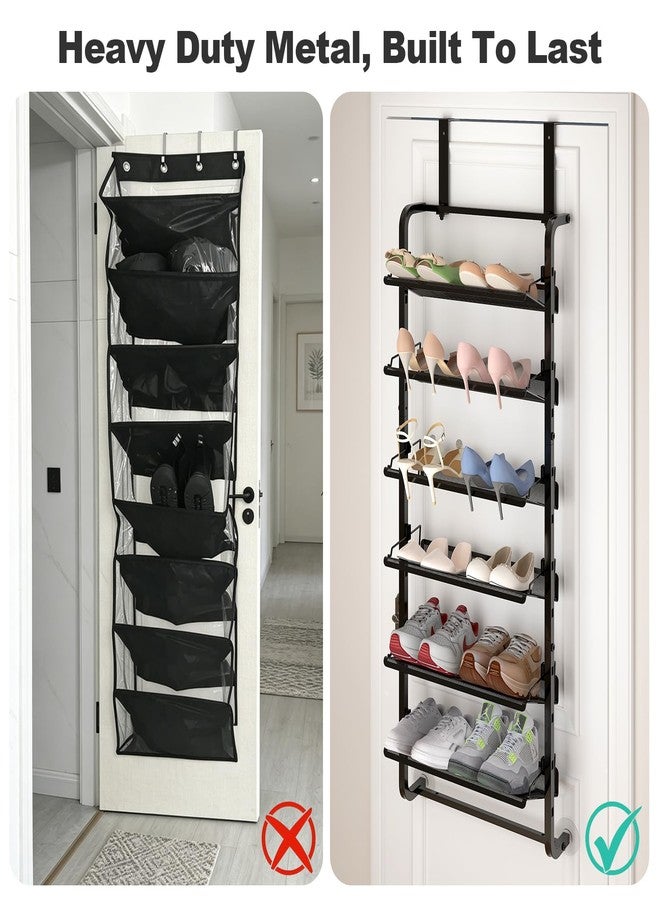 BUKFEN 6 Tier Adjustable Heavy Duty Metal Shoe Rack, Door Hanging and Wall Mount Organizer for Closet, Bedroom, Entryway, Laundry, Apartment, Small Spaces, Space Saving Solution for Busy Homes - Image 5