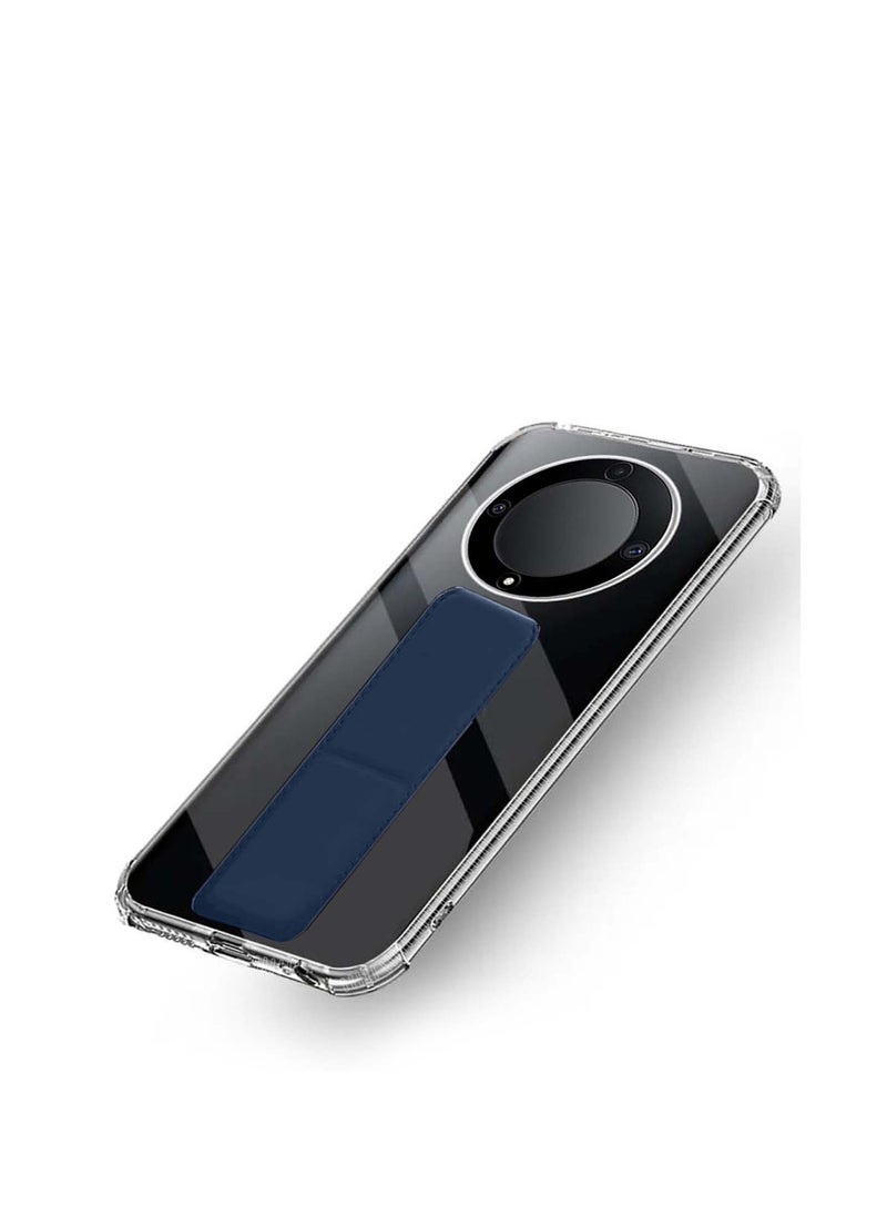 Techie Magnetic Handgrip Case Cover with Shockproof Airbag for  Honor X9a– Clear / Navy Blue  - Image 4