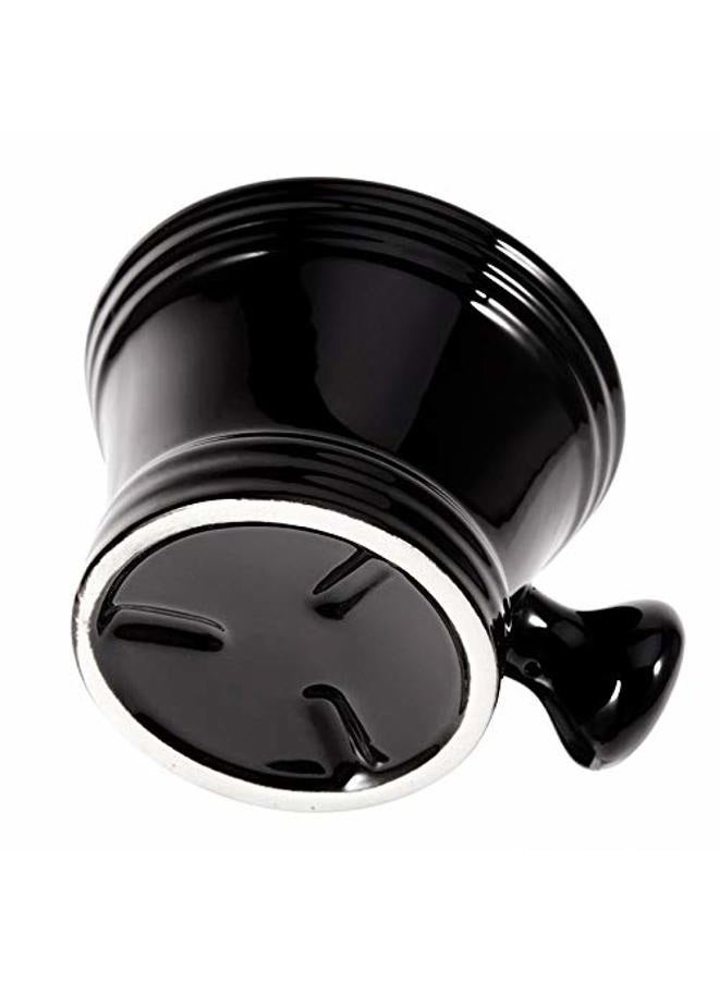 Grandslam Ceramic Shaving Soap Bowl Kit For Men, Pure Badger Shaving Brush, Shaving Cream Soap, Wide Mouth, Ceramic Black Shaving Soap Bowl/Mug with Knob Handle - Image 5