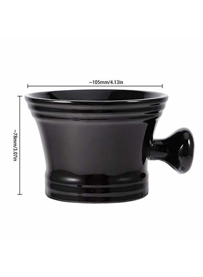 Grandslam Ceramic Shaving Soap Bowl Kit For Men, Pure Badger Shaving Brush, Shaving Cream Soap, Wide Mouth, Ceramic Black Shaving Soap Bowl/Mug with Knob Handle - Image 4