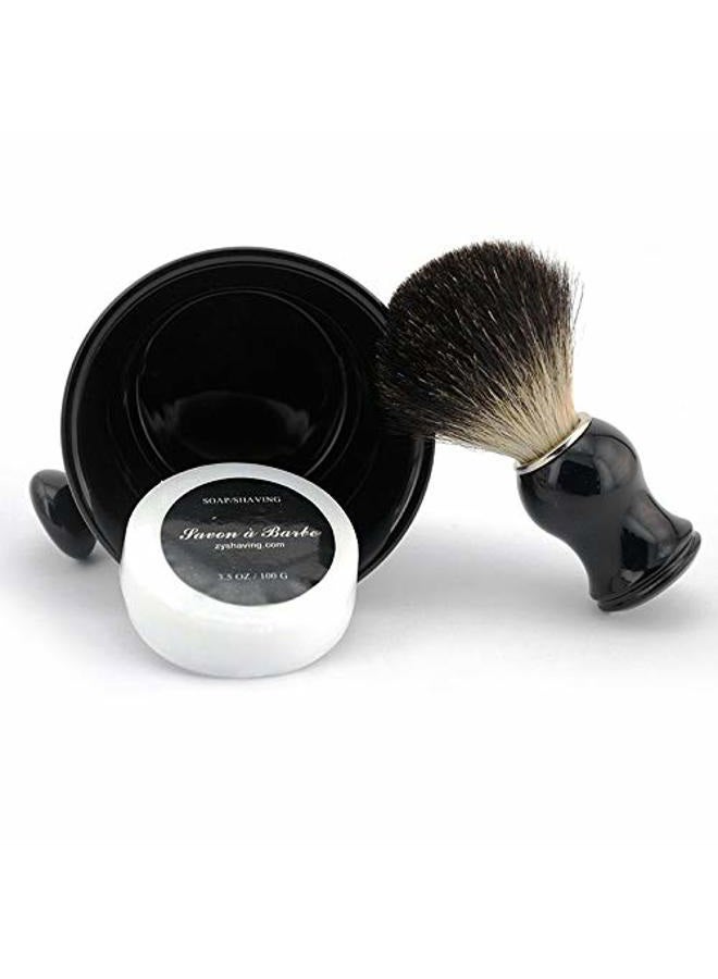 Grandslam Ceramic Shaving Soap Bowl Kit For Men, Pure Badger Shaving Brush, Shaving Cream Soap, Wide Mouth, Ceramic Black Shaving Soap Bowl/Mug with Knob Handle - Image 2